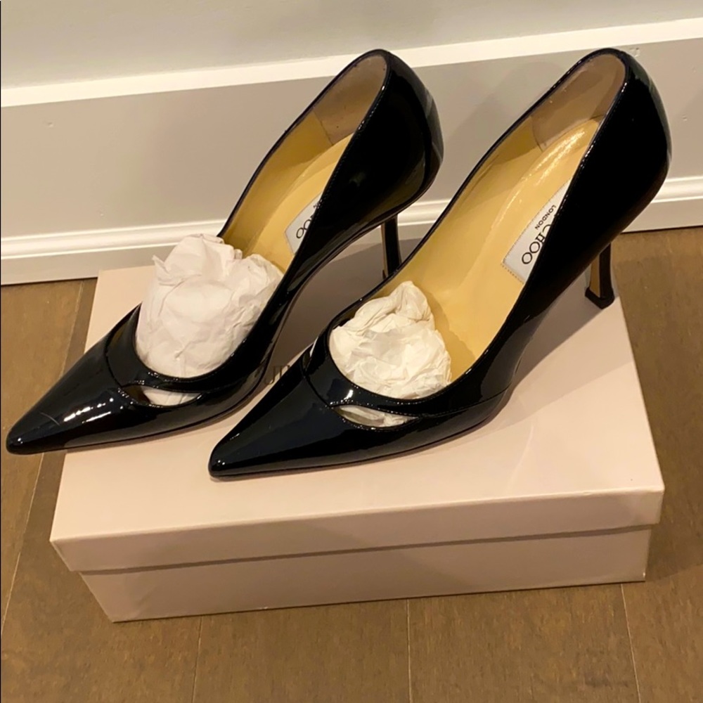 Jimmy Choo Patent Leather Pumps With Cut Out